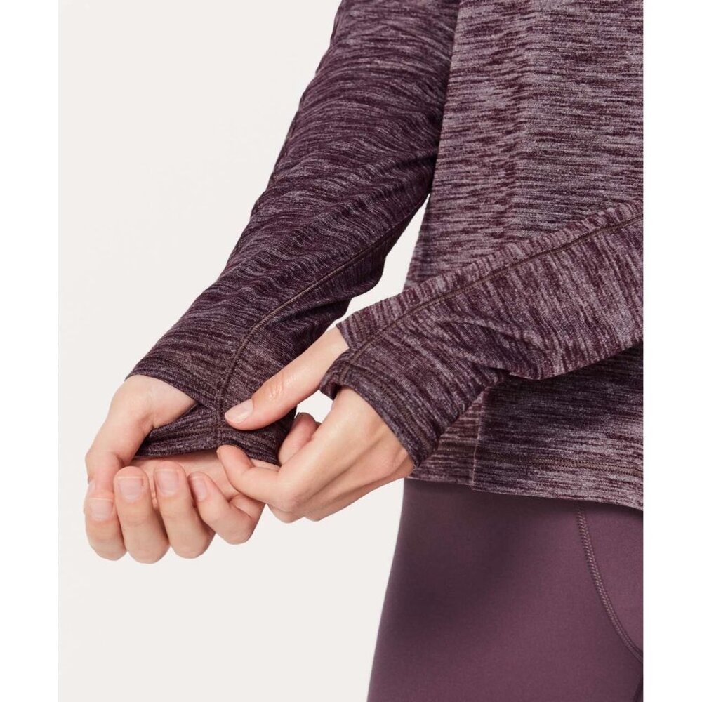 Lululemon Meant To Move Long Sleeve in Heathered Black Cherry Size 8 - Picture 10 of 10